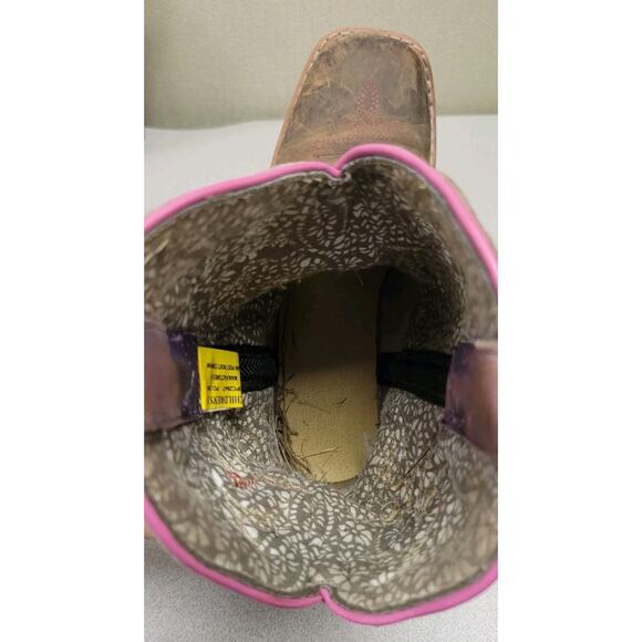 Dan Post Kids Majesty Leather Youth Boot Size 2D Brown Pink Purple - Picture 5 of 8